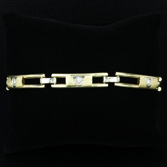 Vintage 14K Yellow Gold Sliding Diamond Anniversary Fancy Link Bracelet - Picture 1 of 6